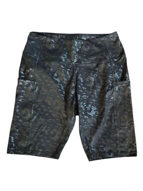Leopard Print Wet‎ Look Leopard Print Athletic Bike Shorts
